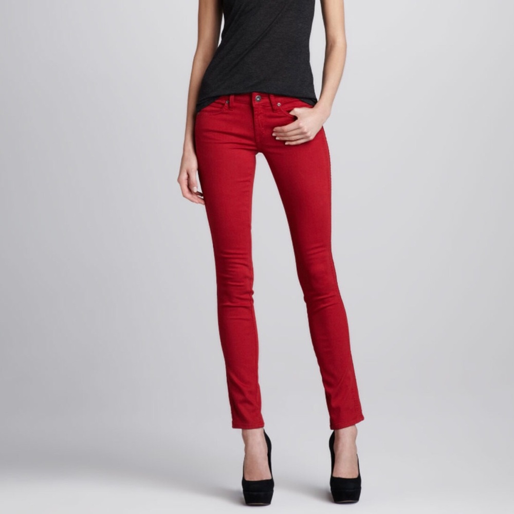 Rich & Skinny  red tuxedo jeans